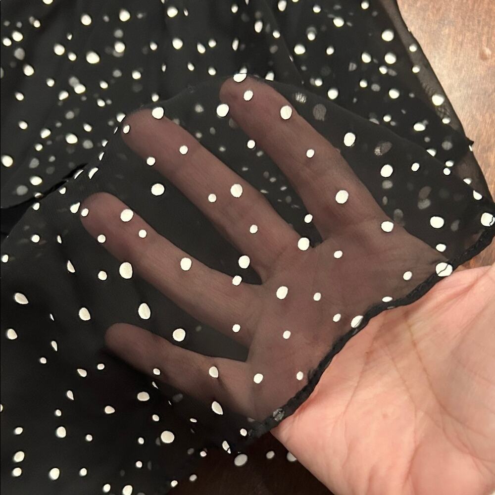 Vintage 80s New Leaf Black and White Polka Dot Dress, Strappy Back, Size XXS/XS - Picture 6 of 13